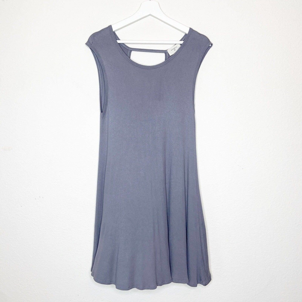 Everly Open Back Micro Ribbed Gray Dress M - Picture 2 of 9
